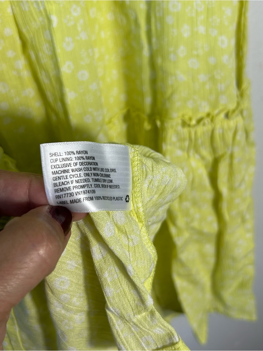 Wild Fable Yellow Floral Mini Dress XS Halter Babydoll Tiered Ruffle Boho Rayon - Picture 6 of 6